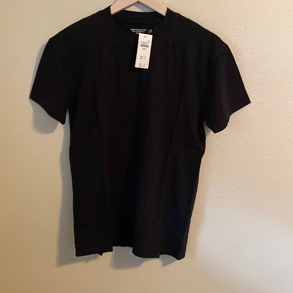 Abercrombie and Fitch, black, basic tee, x-small, relaxed fit, cotton